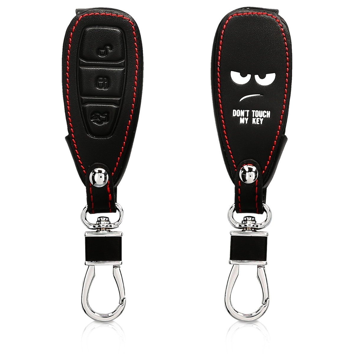 KW Θήκη Κλειδιού Ford - Συνθετικό Δέρμα - 3 Κουμπιά Keyless Go - White / Black