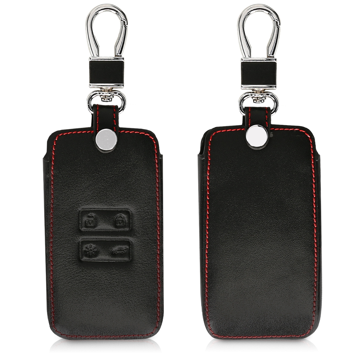 KW PU Leather Θήκη Κλειδιού Renault - 4 Κουμπιά - Μαύρο