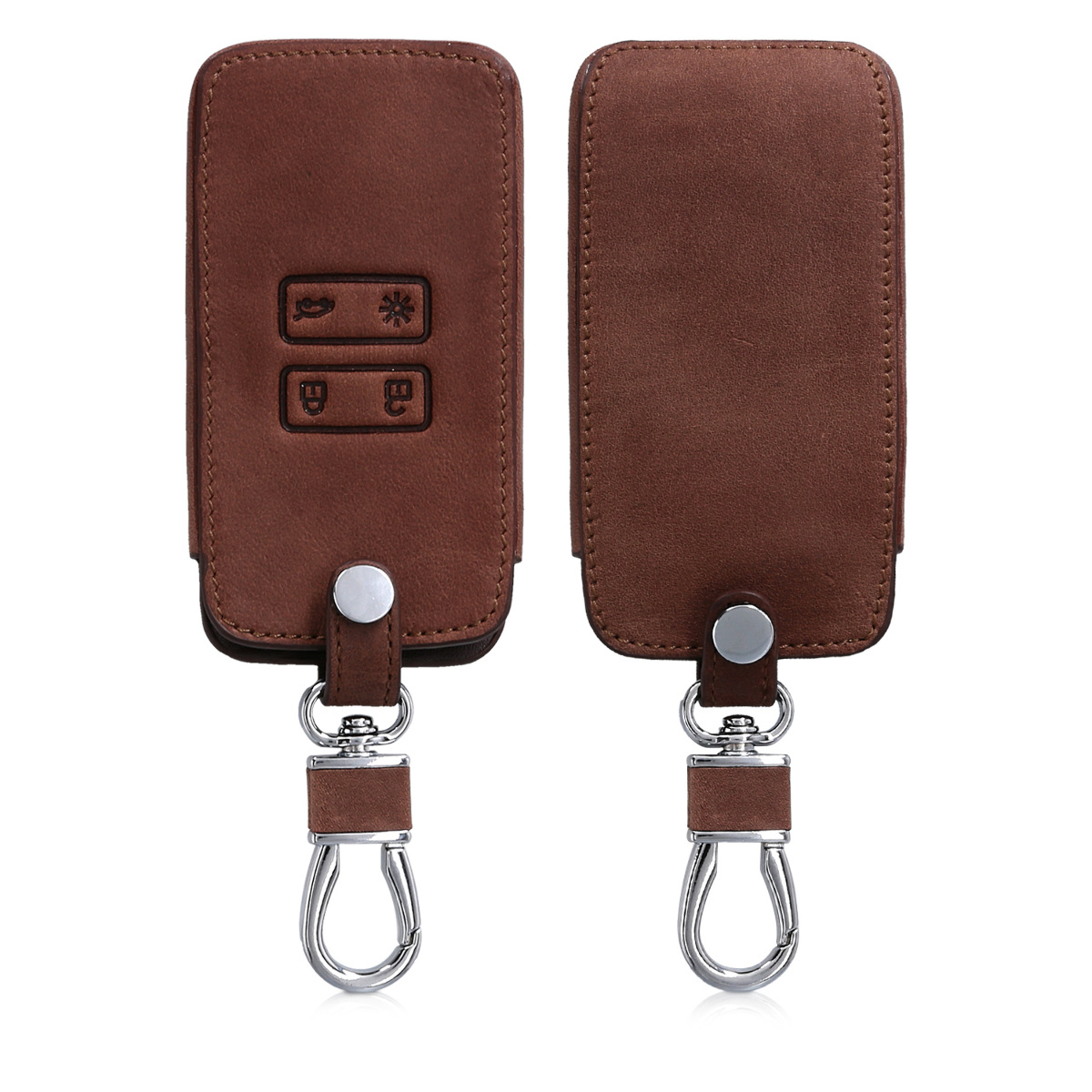 KW PU Leather Θήκη Κλειδιού Renault - 4 Κουμπιά - Σκούρο καφέ 