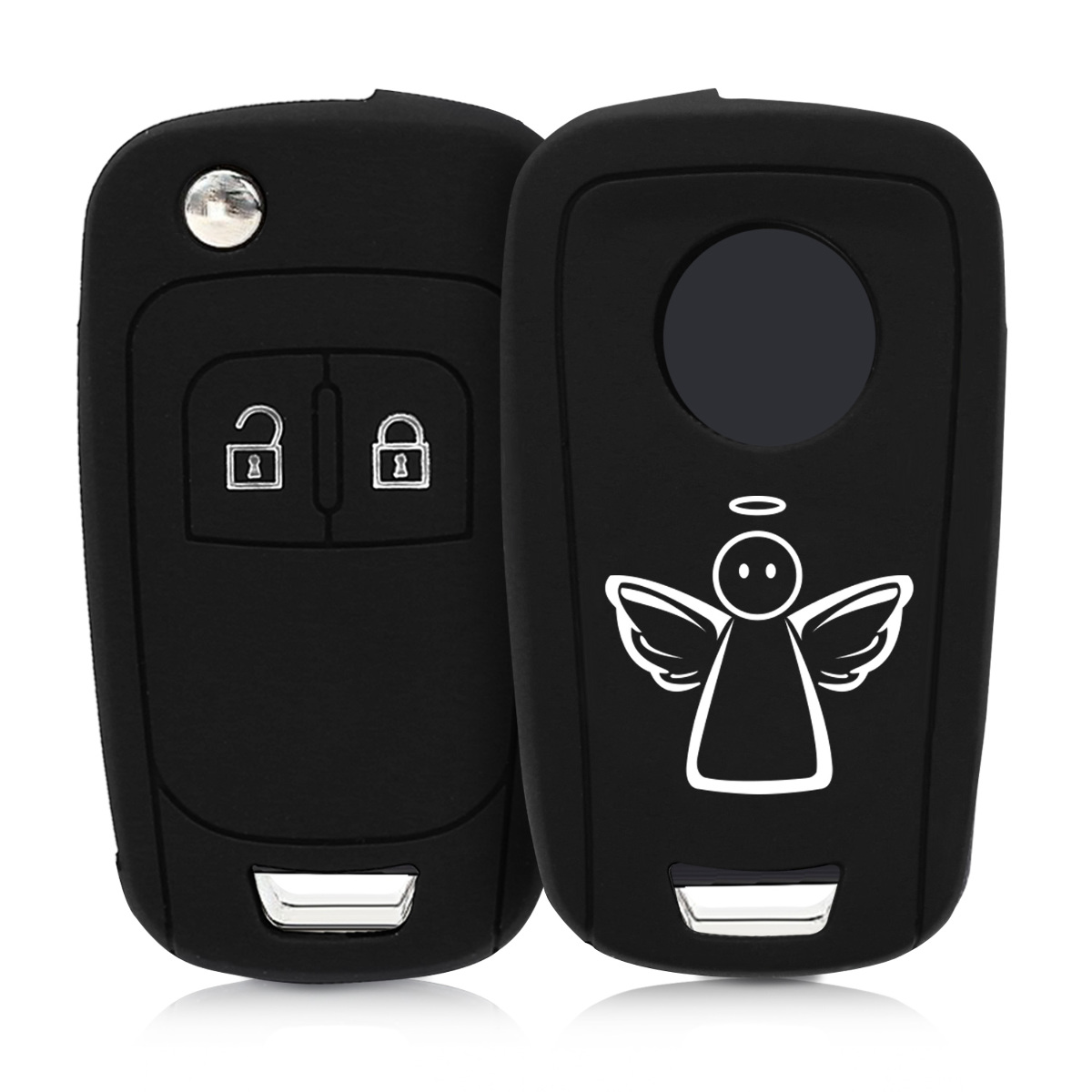 KW Θήκη Κλειδιού Opel - Σιλικόνη - 2 Κουμπιά - White / Black