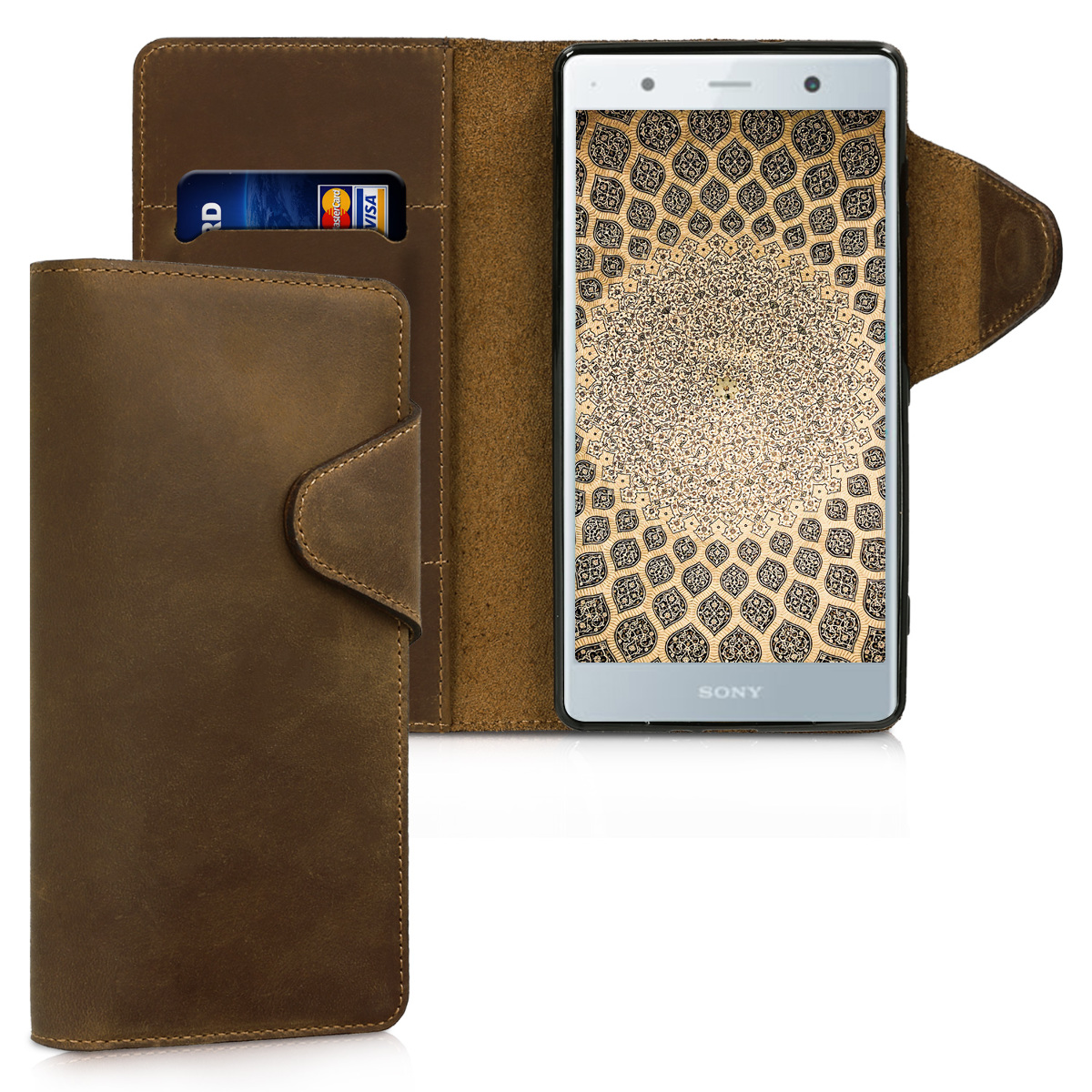 Kalibri Δερμάτινη Θήκη - Πορτοφόλι Sony Xperia XZ2 Premium - Brown