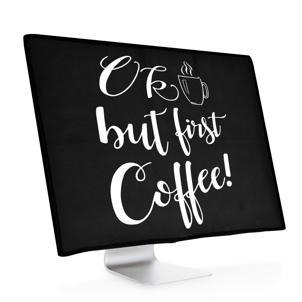 KW Κάλυμμα Οθόνης 27-28" - Ok, But First Coffee - White / Black 