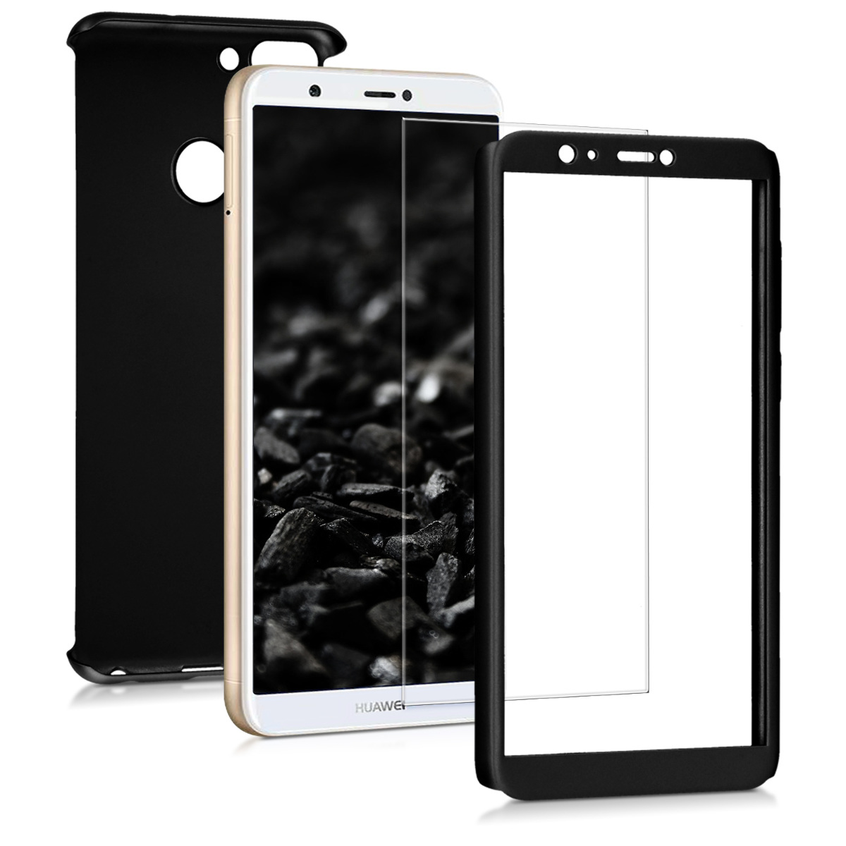 KW Θήκη Full Body Huawei P Smart 2018 & Tempered Glass - Metallic Black