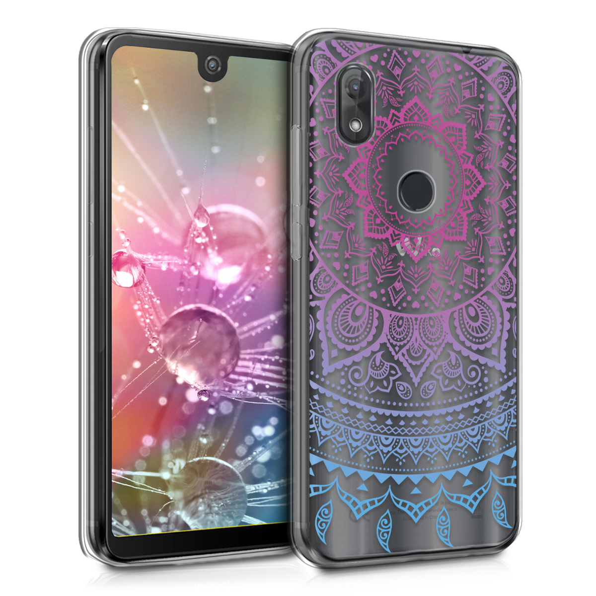 KW Θήκη Σιλικόνης Wiko View 2 - Blue / Dark Pink / Transparent 