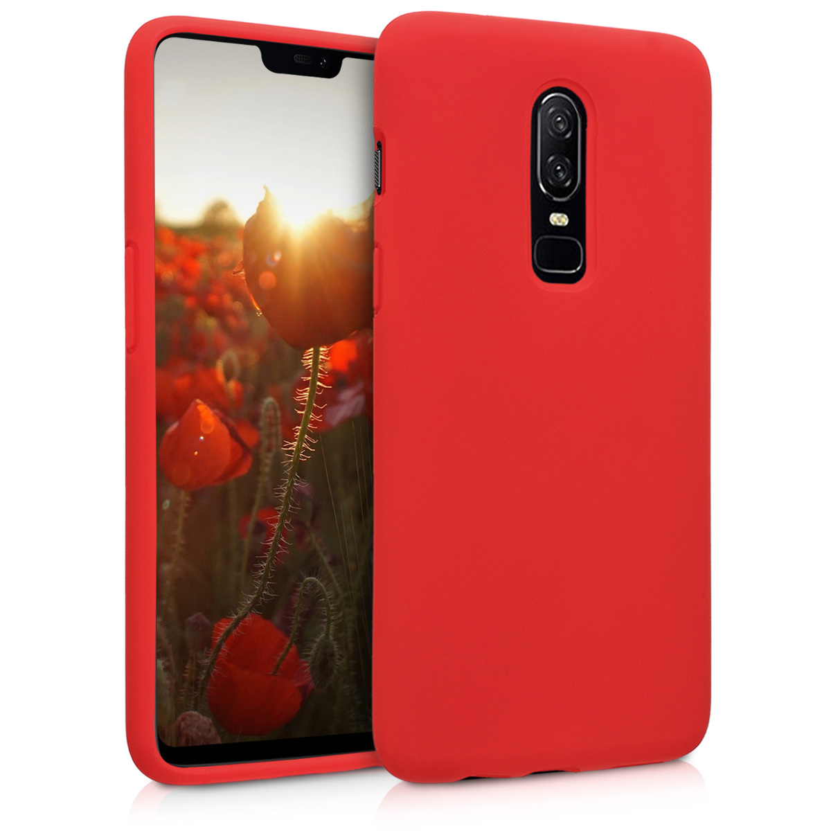 KW Θήκη Σιλικόνης OnePlus 6 - Soft Flexible Rubber Protective Cover - Red
