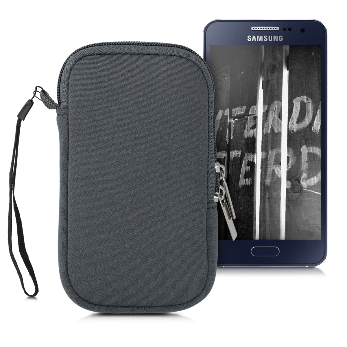 KW Θήκη - Πουγκί Νεοπρενίου με Φερμουάρ για Smartphones έως 4.5" - Grey