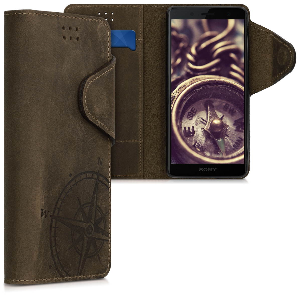 KALIBRI Δερμάτινη Θήκη - Πορτοφόλι Sony Xperia XZ2 Compact