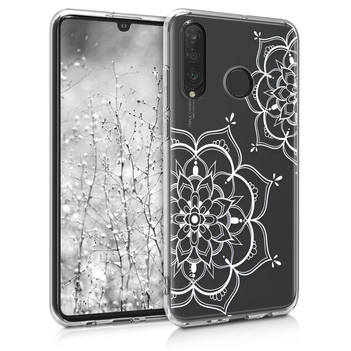 KW Θήκη Σιλικόνης Huawei P30 Lite - Silver / Transparent 