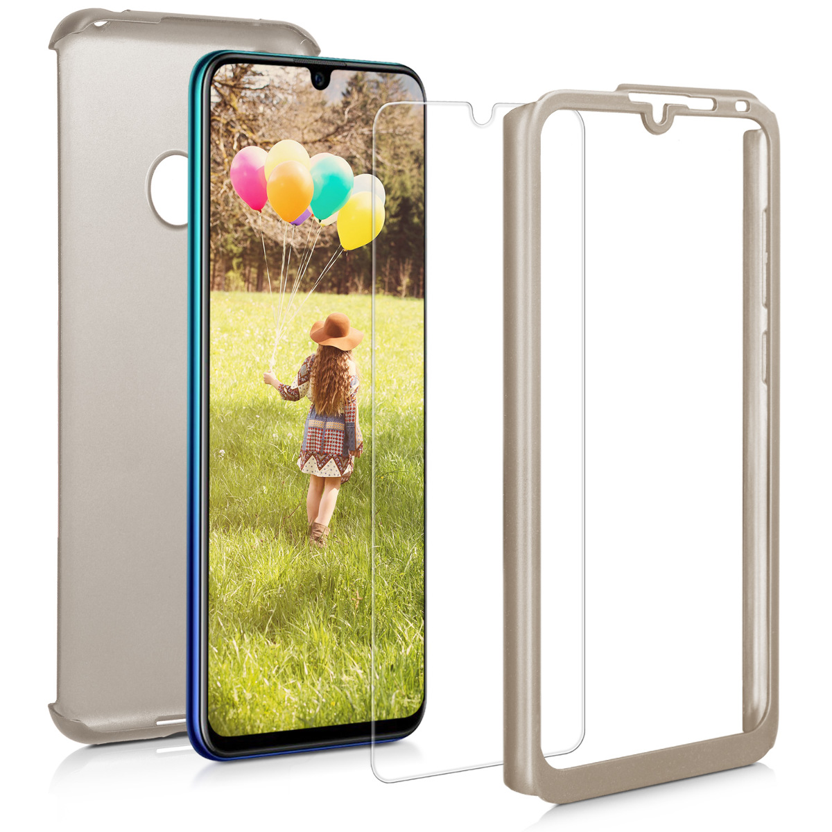 KW Θήκη Full Body Huawei Y7 2019 / Y7 Prime 2019 & Tempered Glass - Metallic Gold