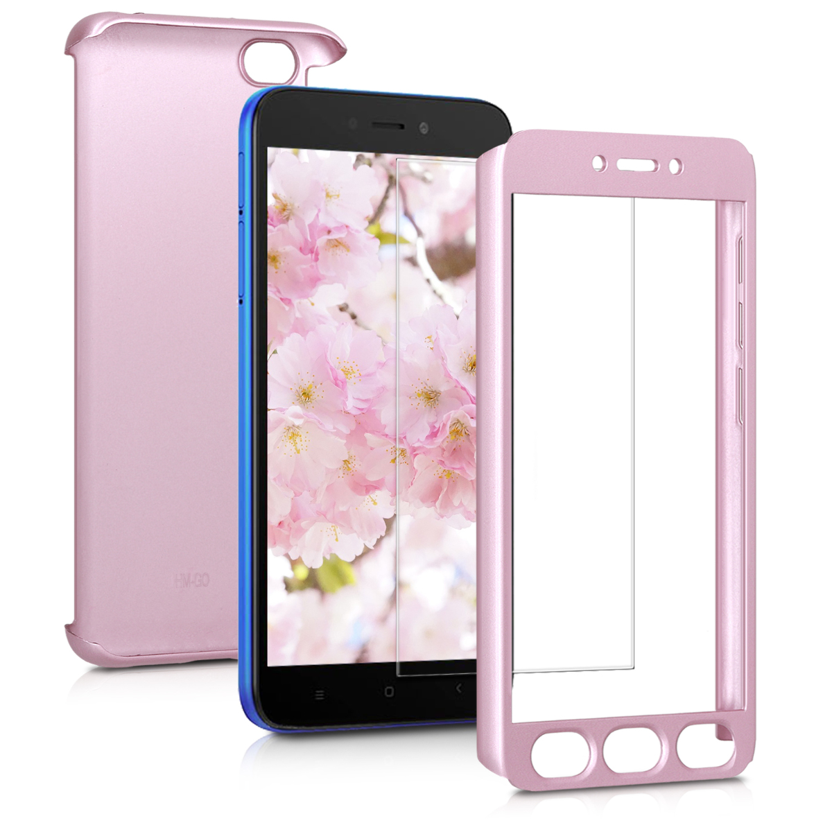 KW Full Body Θήκη Xiaomi Redmi Go & Tempered Glass - Metallic Rose Gold