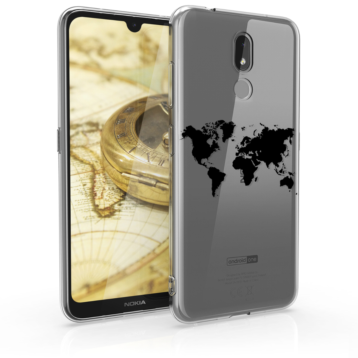 KW Θήκη Σιλικόνης Nokia 3.2 - Crystal Clear - Black / Transparent