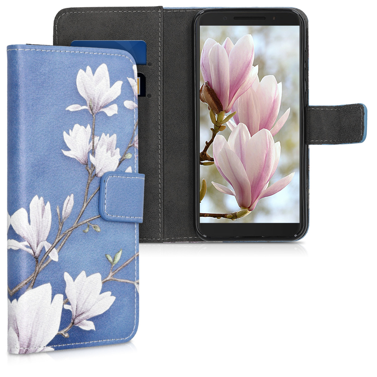 KW Θήκη - Πορτοφόλι Alcatel 1S - Taupe / White / Blue Grey