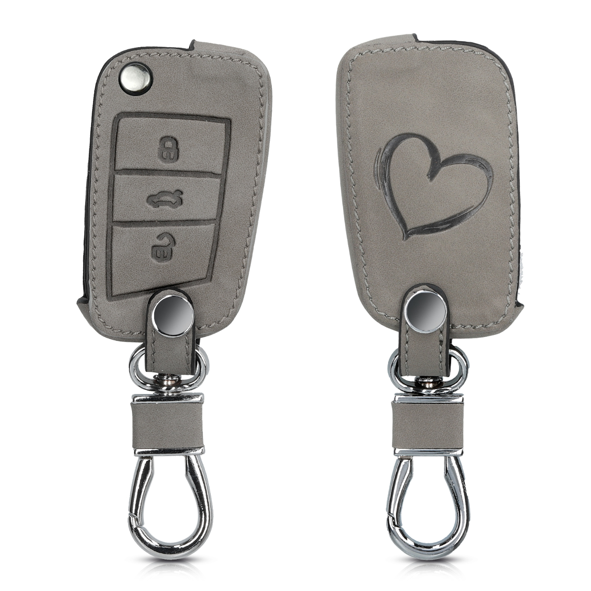 KW Θήκη Κλειδιού VW Golf 7 MK7 - Συνθετικό Δέρμα - 3 Κουμπιά - Grey
