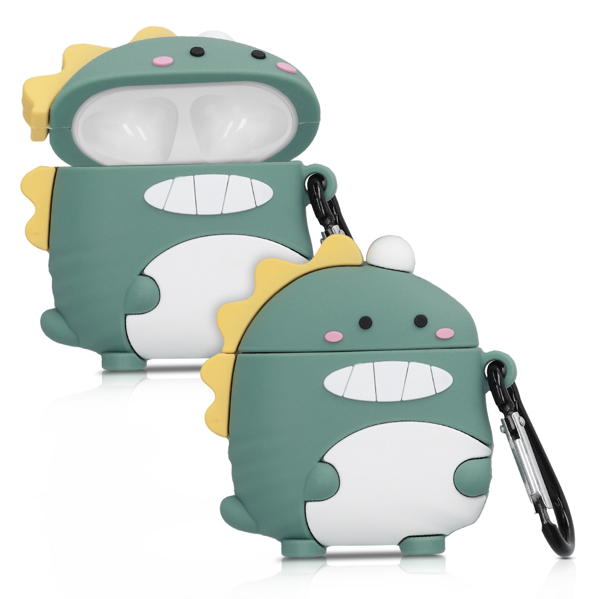KW Θήκη Σιλικόνης για Apple AirPods - Cute Dinosaur - Turquoise / White / Yellow
