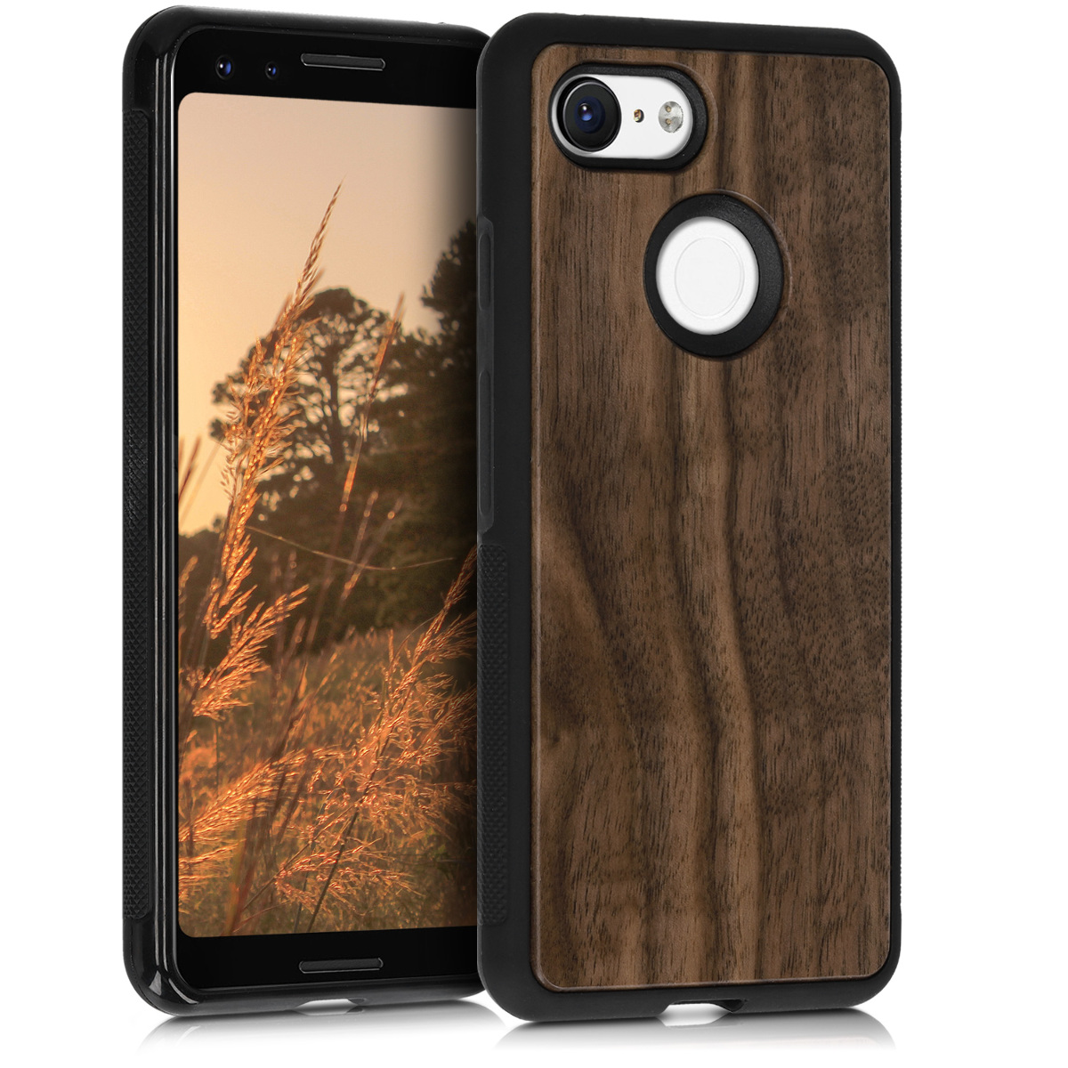KW Σκληρή Ξύλινη Θήκη Google Pixel 3 - Dark Brown