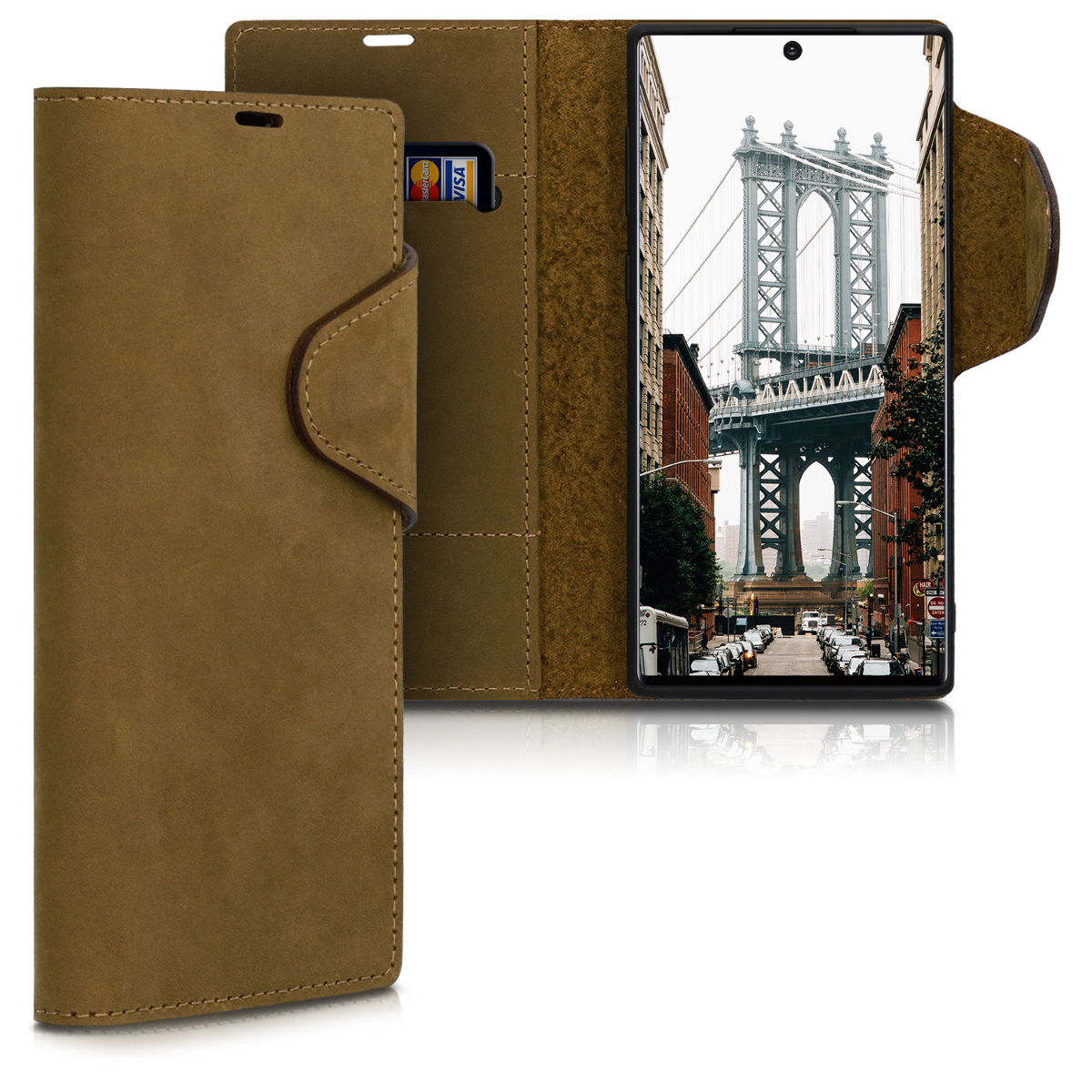 Kalibri Θήκη - Πορτοφόλι Samsung Galaxy Note 10 - Suede - Brown