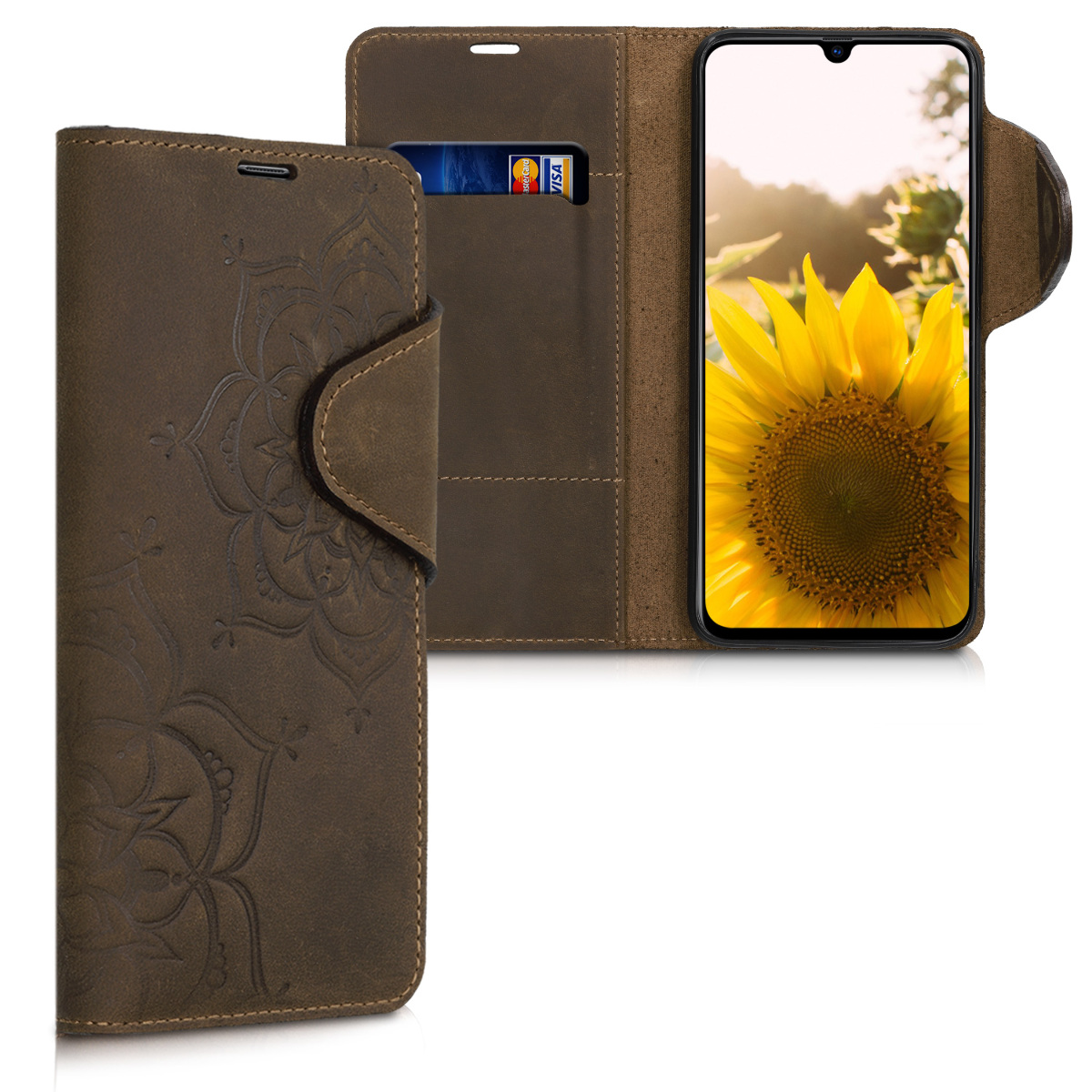 Kalibri Δερμάτινη Suede Θήκη - Πορτοφόλι Samsung Galaxy A70 - Brown