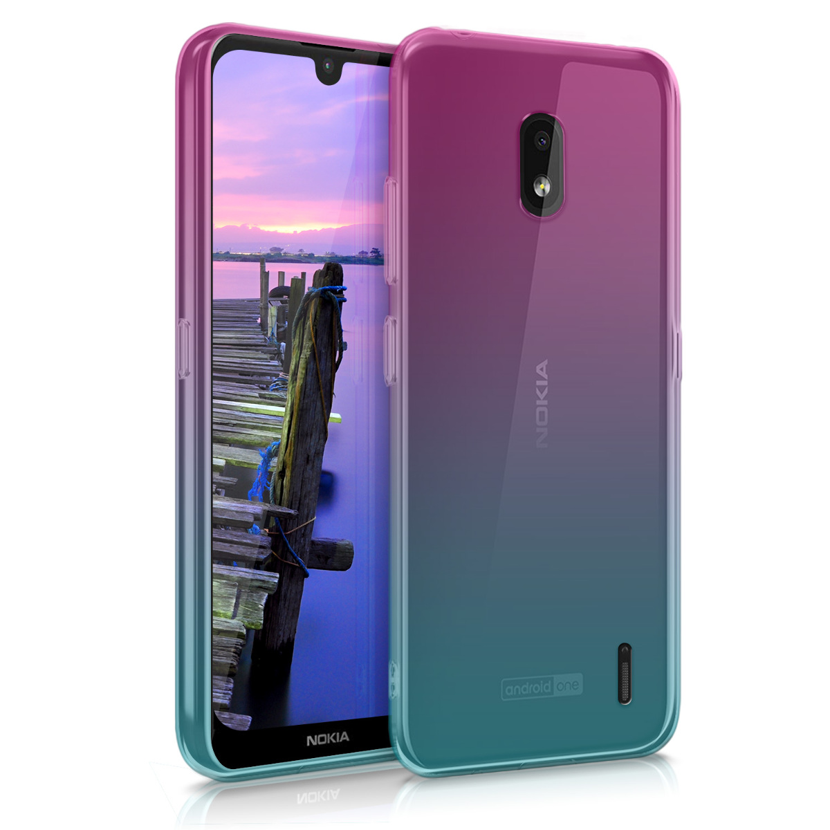 KW Θήκη Σιλικόνης Nokia 2.2 - Clear TPU Soft Phone Cover - Dark Pink / Blue / Transparent