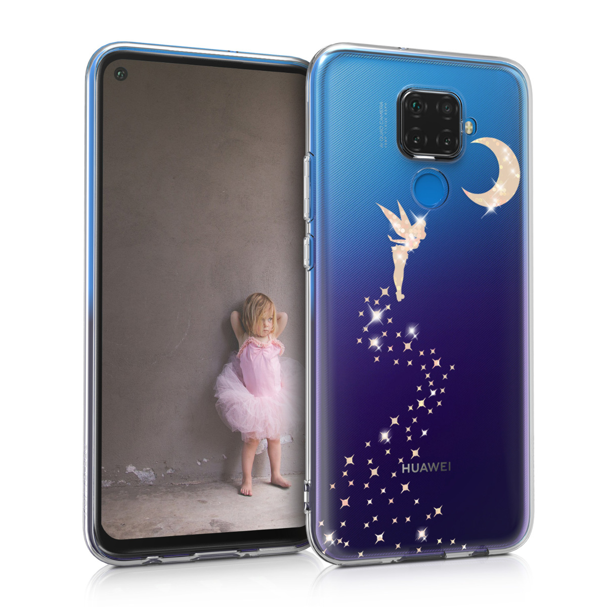 KW Θήκη Σιλικόνης Huawei Mate 30 Lite - Rose Gold / Transparent (50166.01)