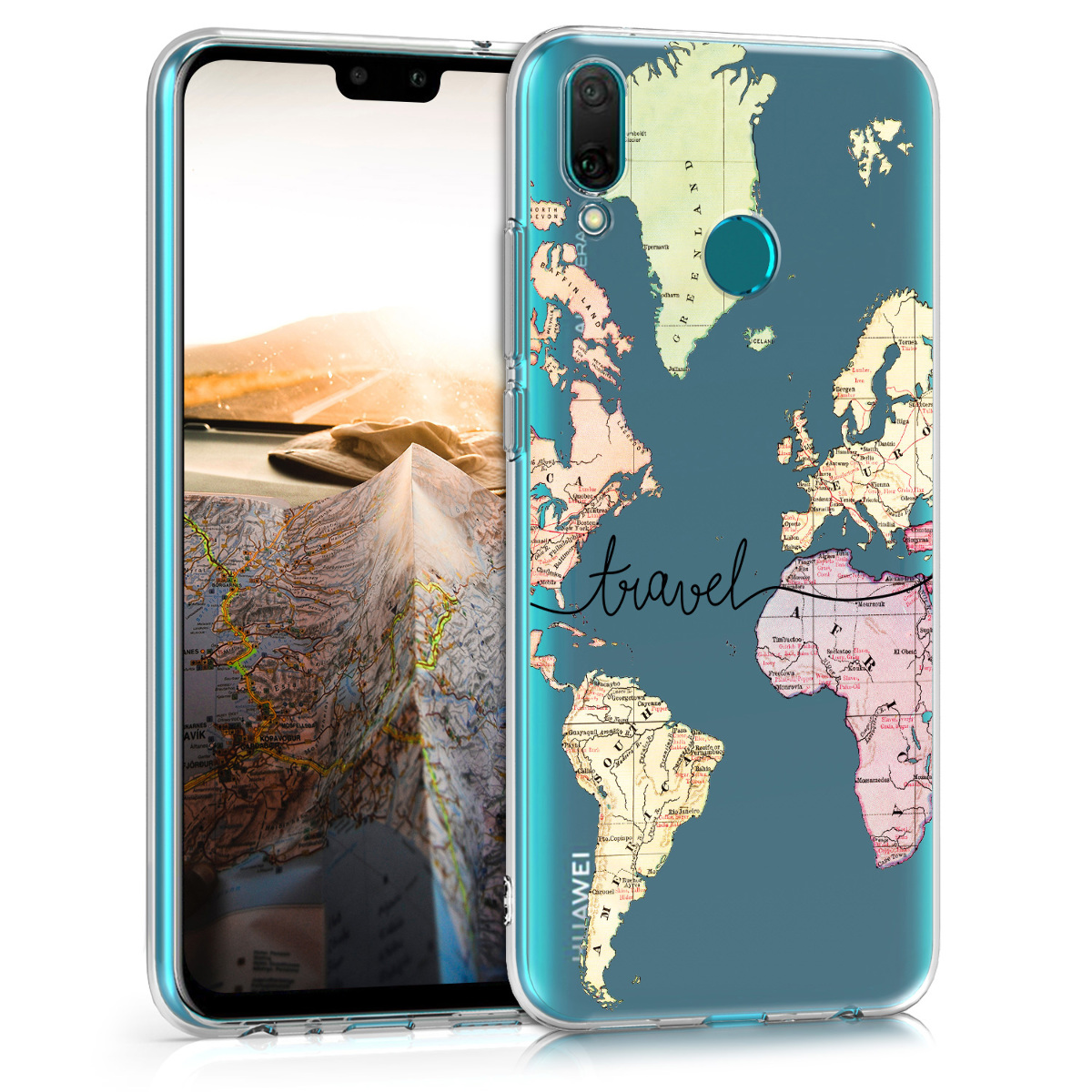 KW Θήκη Σιλικόνης Huawei Y9 2019 - Black / Multicolor / Transparent (50360.02)