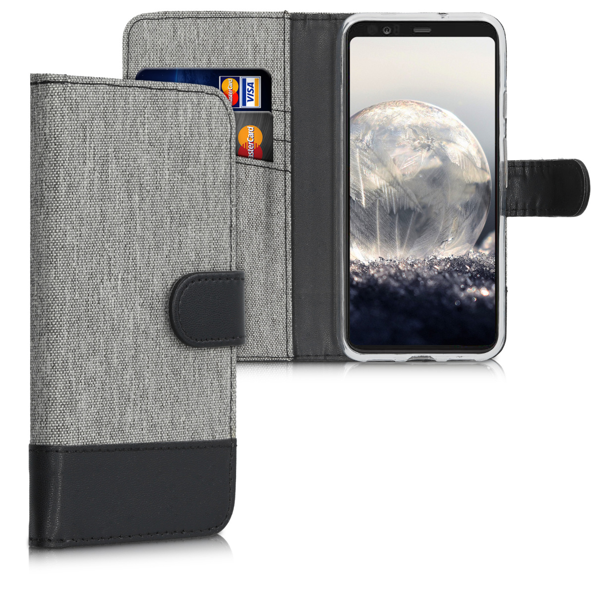 KW Θήκη Πορτοφόλι Google Pixel 4 - Grey / Black (50375.22)