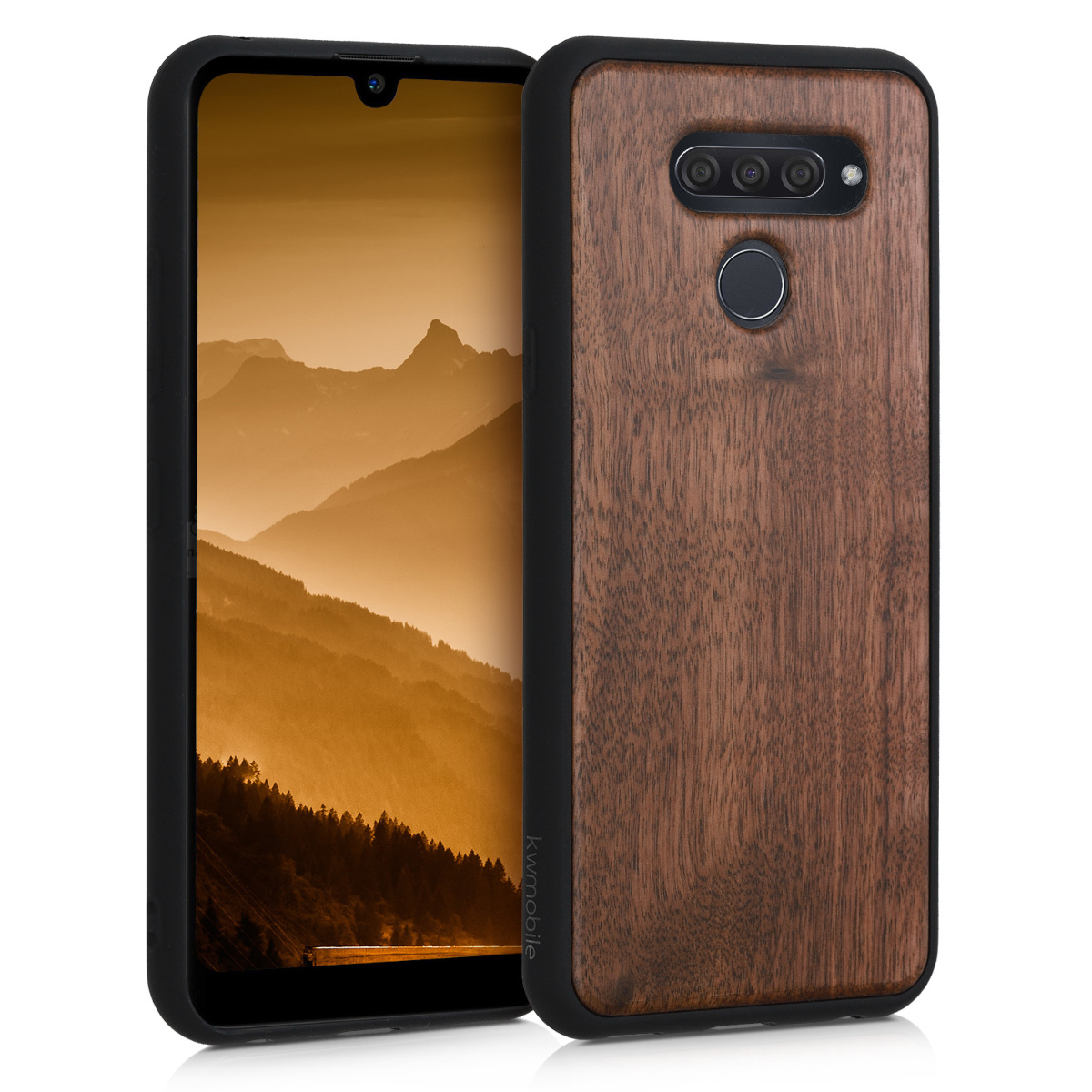 KW Σκληρή Ξύλινη Θήκη LG Q60 - Dark Brown