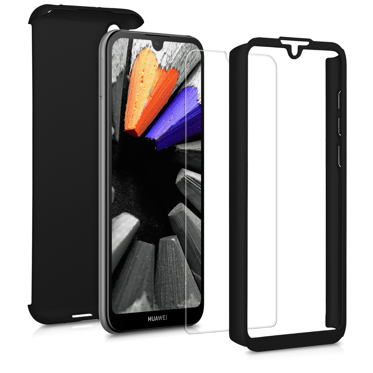 KW Θήκη Full Body Huawei Y5 2019 & Tempered Glass - Metallic Black 