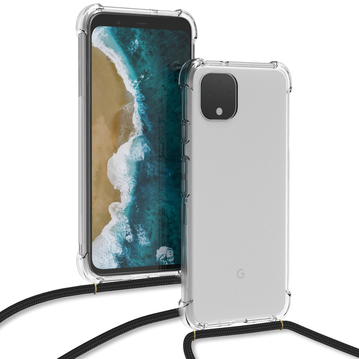 KW Θήκη Σιλικόνης με Λουράκι Λαιμού Google Pixel 4 - Transparent