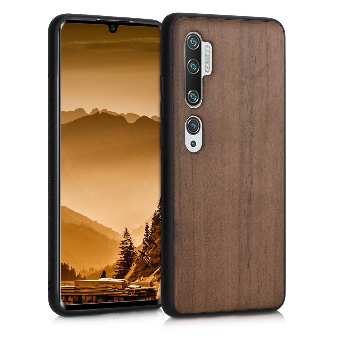 KW Σκληρή Ξύλινη Θήκη Xiaomi Mi Note 10 / Note 10 Pro - Dark Brown