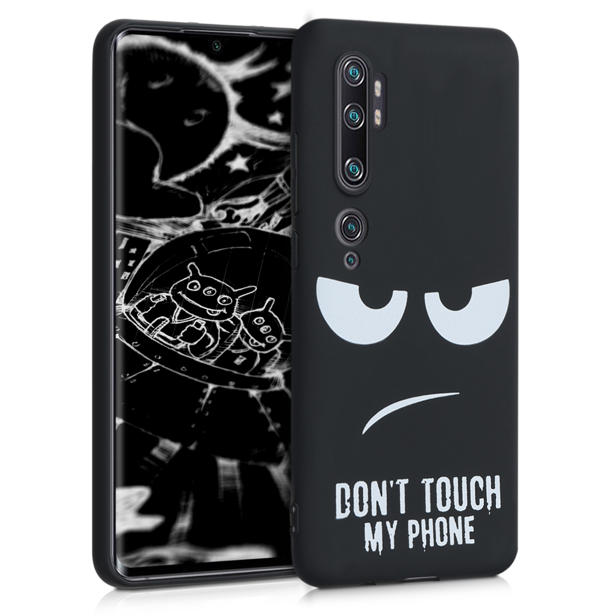 KW Θήκη Σιλικόνης Xiaomi Mi Note 10 / Note 10 Pro - Don't Touch My Phone - White / Black