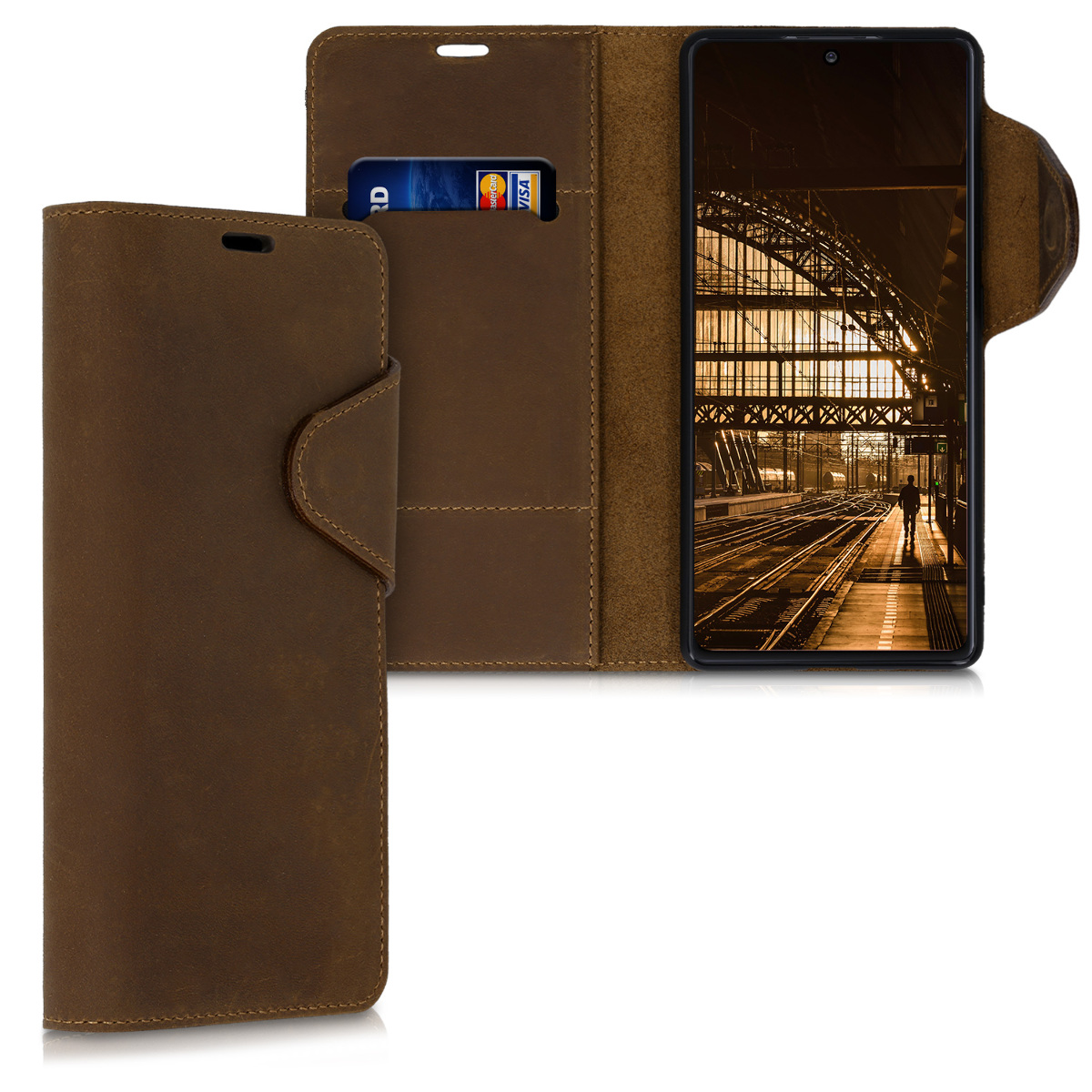 Kalibri Δερμάτινη Suede Θήκη - Πορτοφόλι Samsung Galaxy S10 Lite - Brown