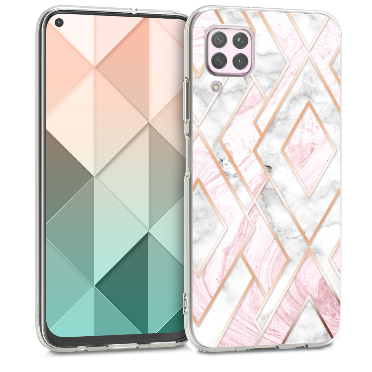 KW Θήκη Σιλικόνης Huawei P40 Lite - IMD Design - Glory Mix / Rose Gold / White / Dusty Pink
