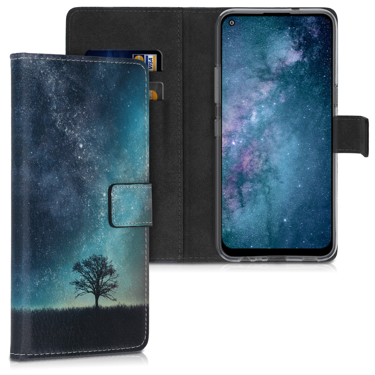 KW Θήκη Πορτοφόλι LG K61 - Cosmic Nature Blue / Grey / Black