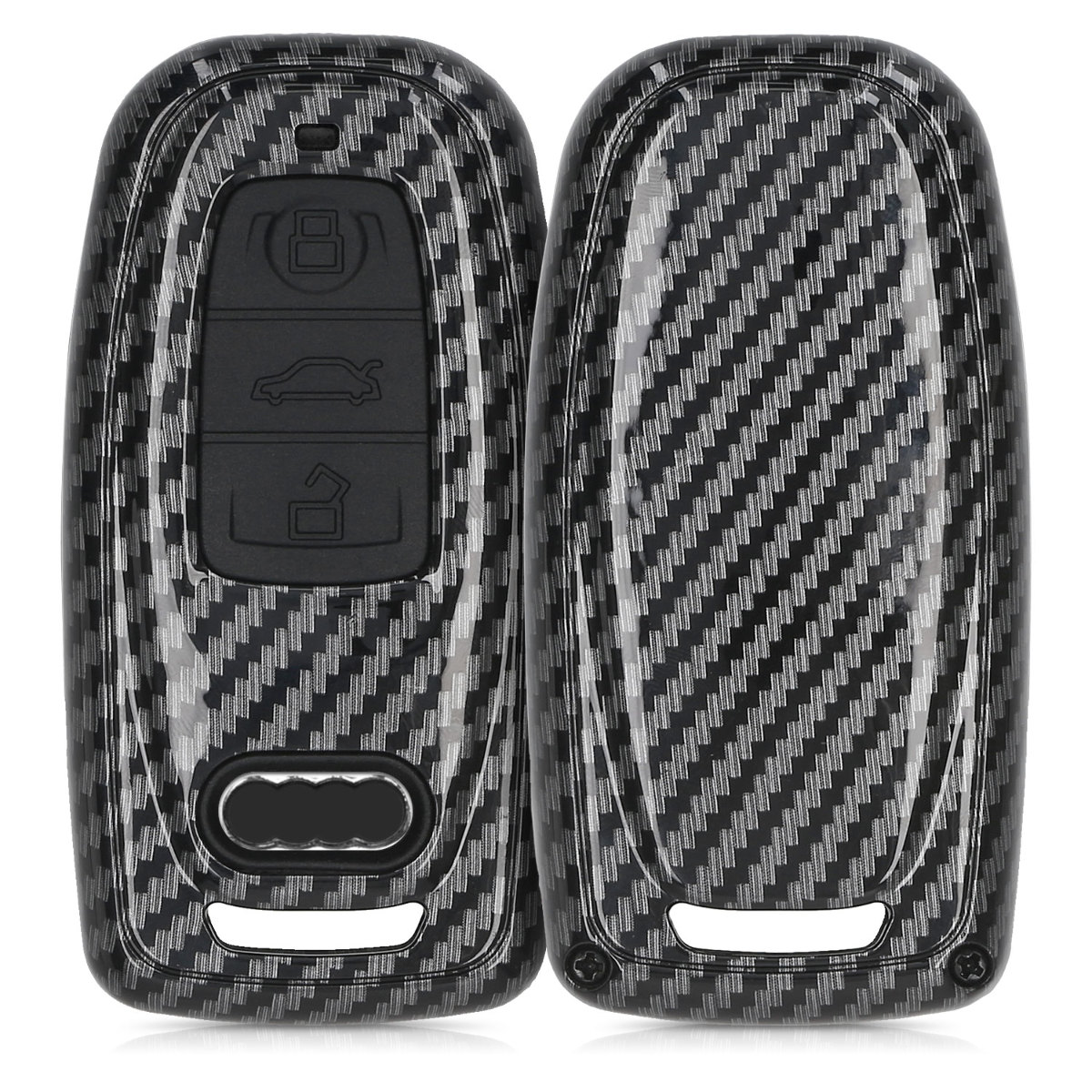 KW Σκληρή Θήκη Κλειδιού Audi - 3 Κουμπιά - Carbon Black