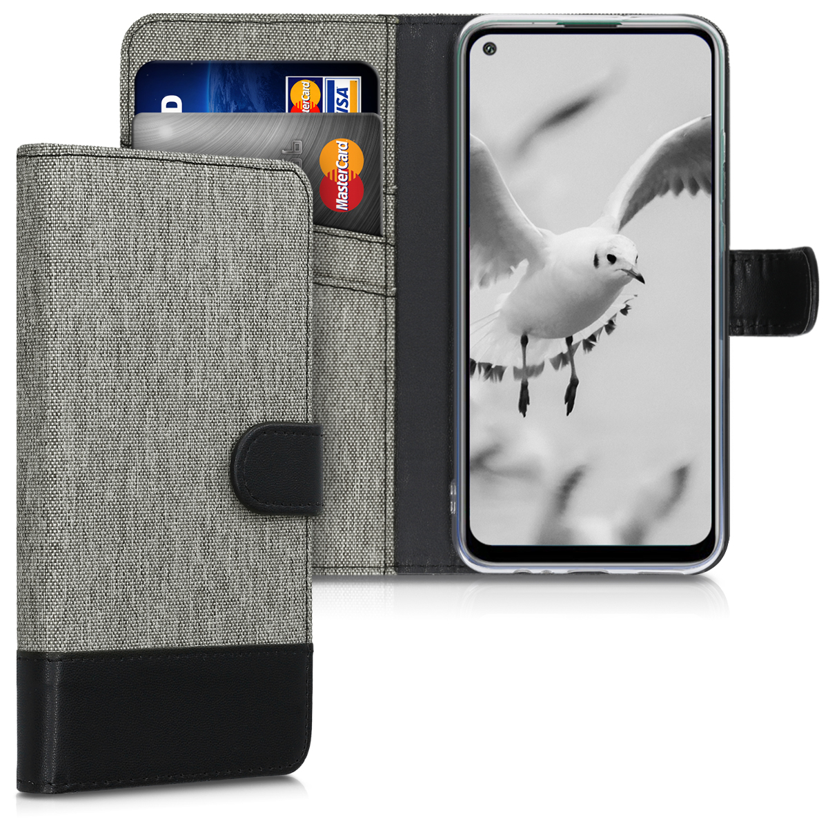 KW Θήκη Πορτοφόλι Huawei P40 Lite E - Grey / Black