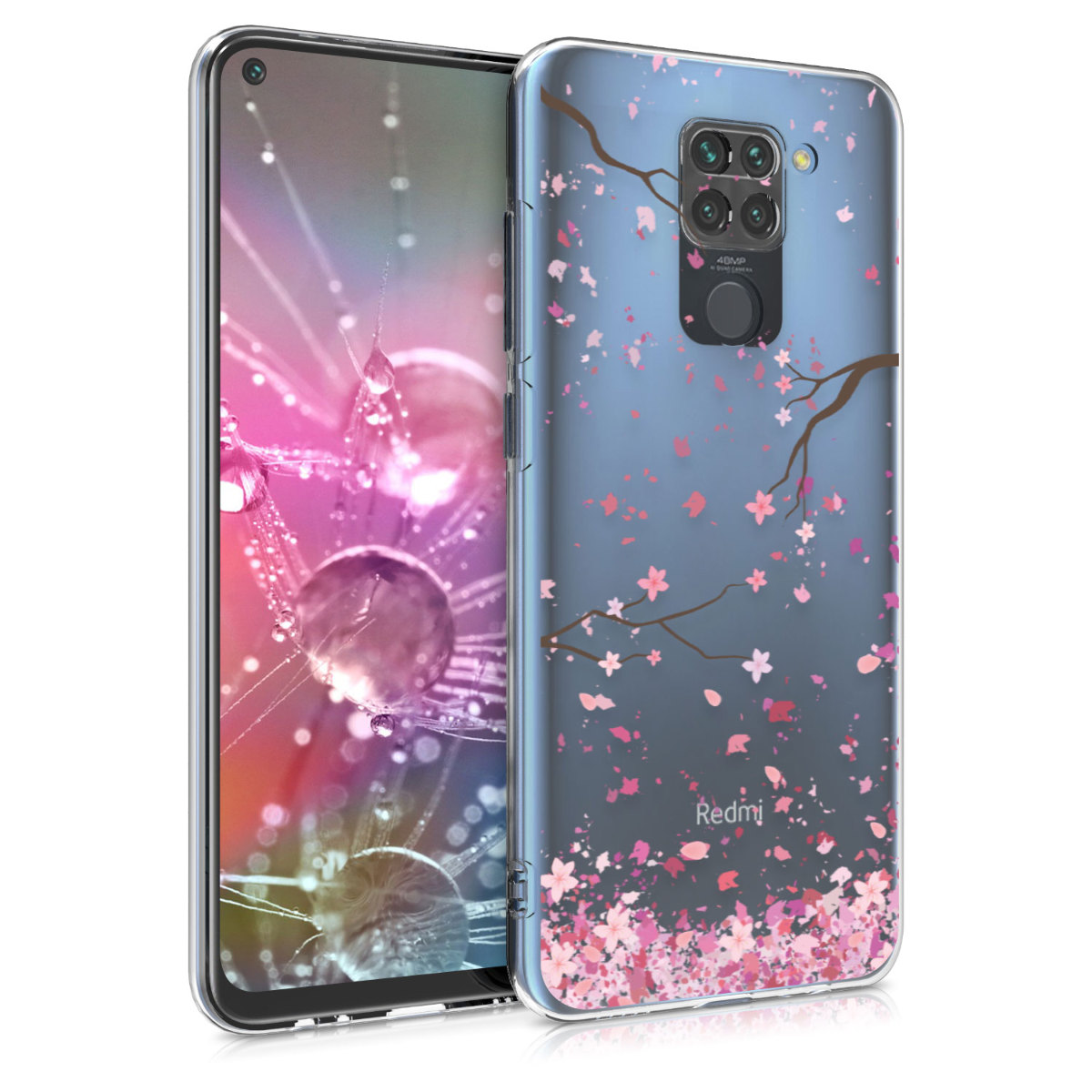 KW Θήκη Σιλικόνης Xiaomi Redmi Note 9 - Cherry Blossoms / Transparent 