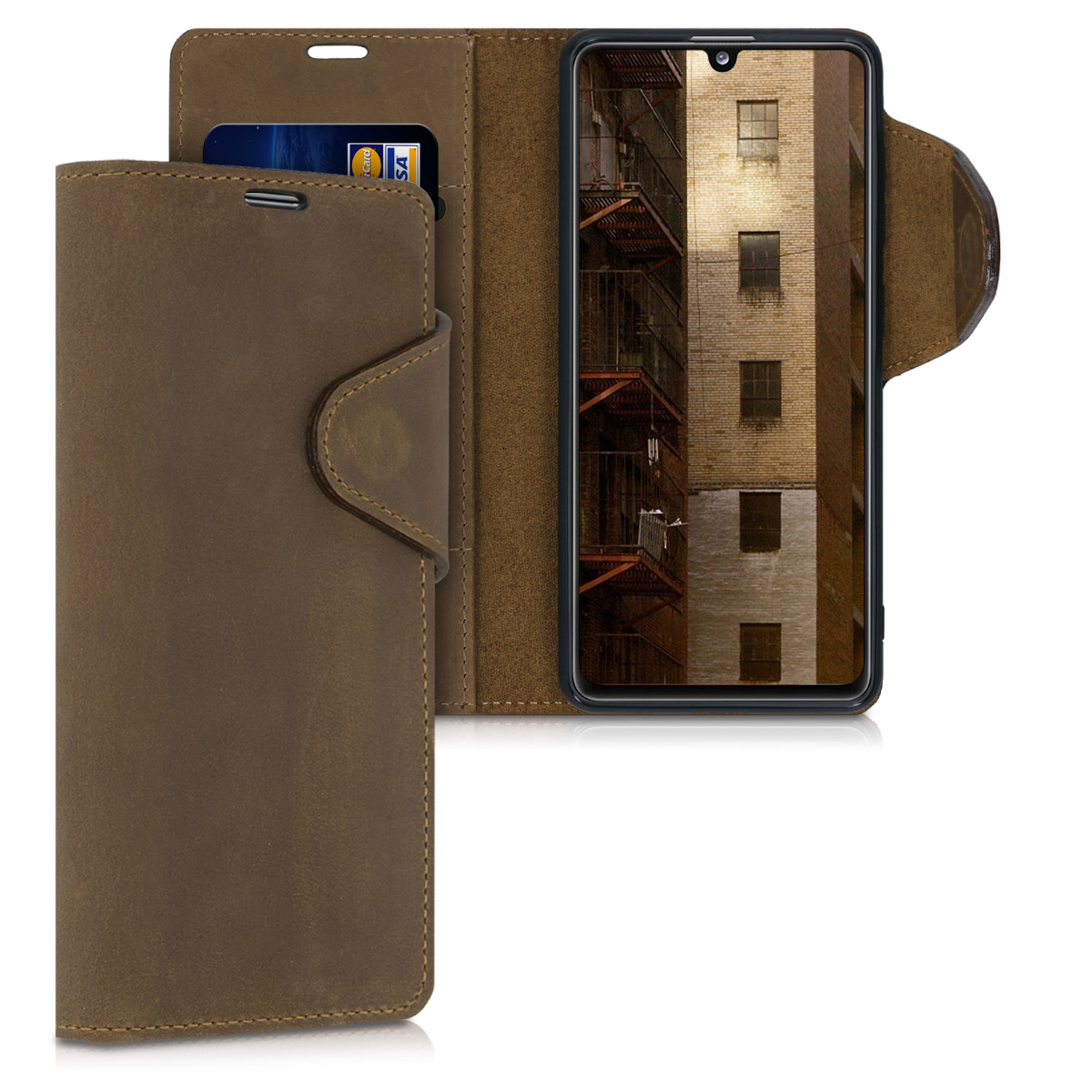 Kalibri Δερμάτινη Suede Θήκη Samsung Galaxy A41 - Brown 