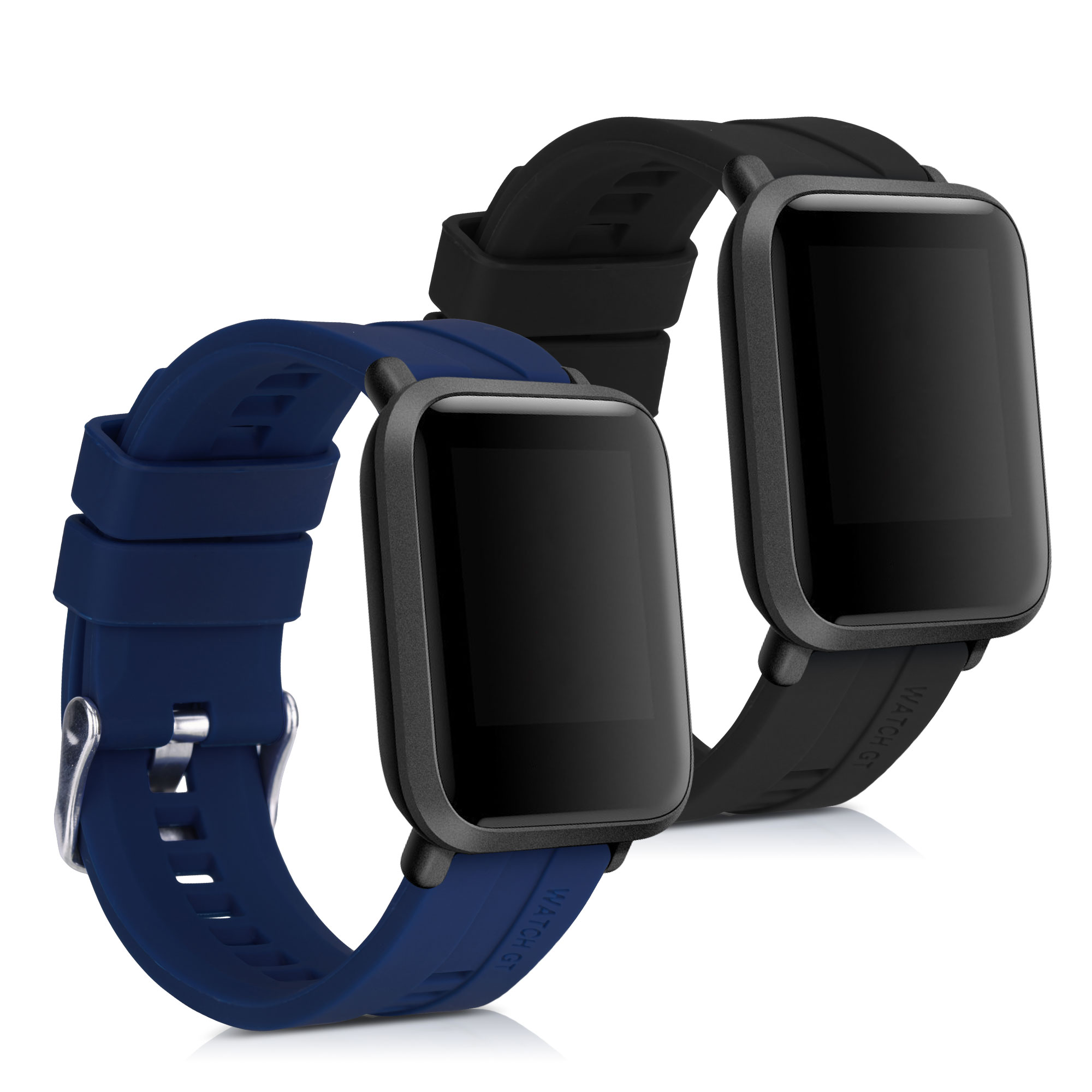 KW Λουράκι (20mm) Σιλικόνης Huami Amazfit Bip / Bip Lite - 2 Τεμάχια - Black / Dark Blue