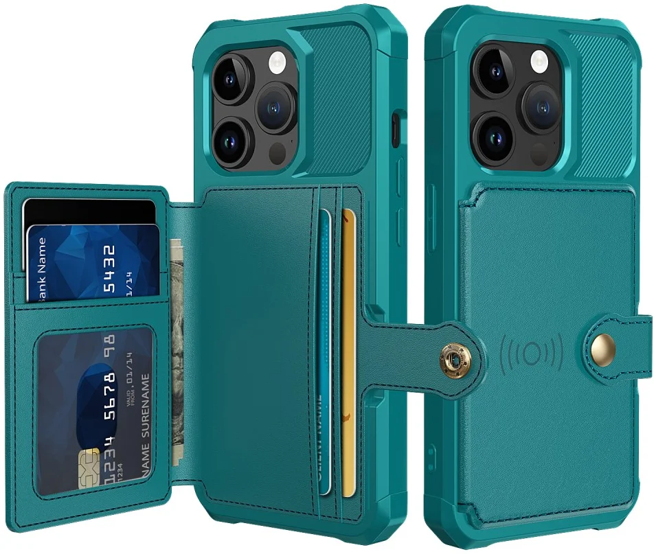 HappyCase 3 σε 1 - Θήκη Σιλικόνης με Ενσωματωμένο PU Πορτοφόλι - Apple iPhone 15 Pro Max - Blue