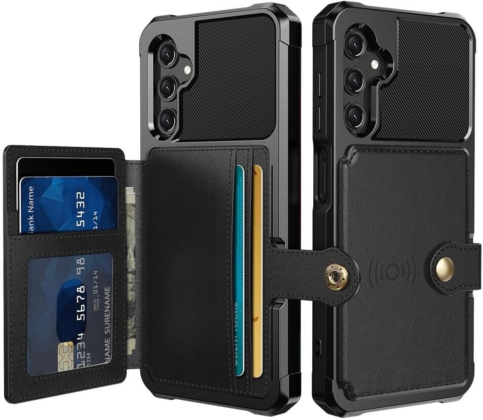 HappyCase 3 σε 1 - Θήκη Σιλικόνης με Ενσωματωμένο PU Πορτοφόλι - Samsung Galaxy A25 - Black