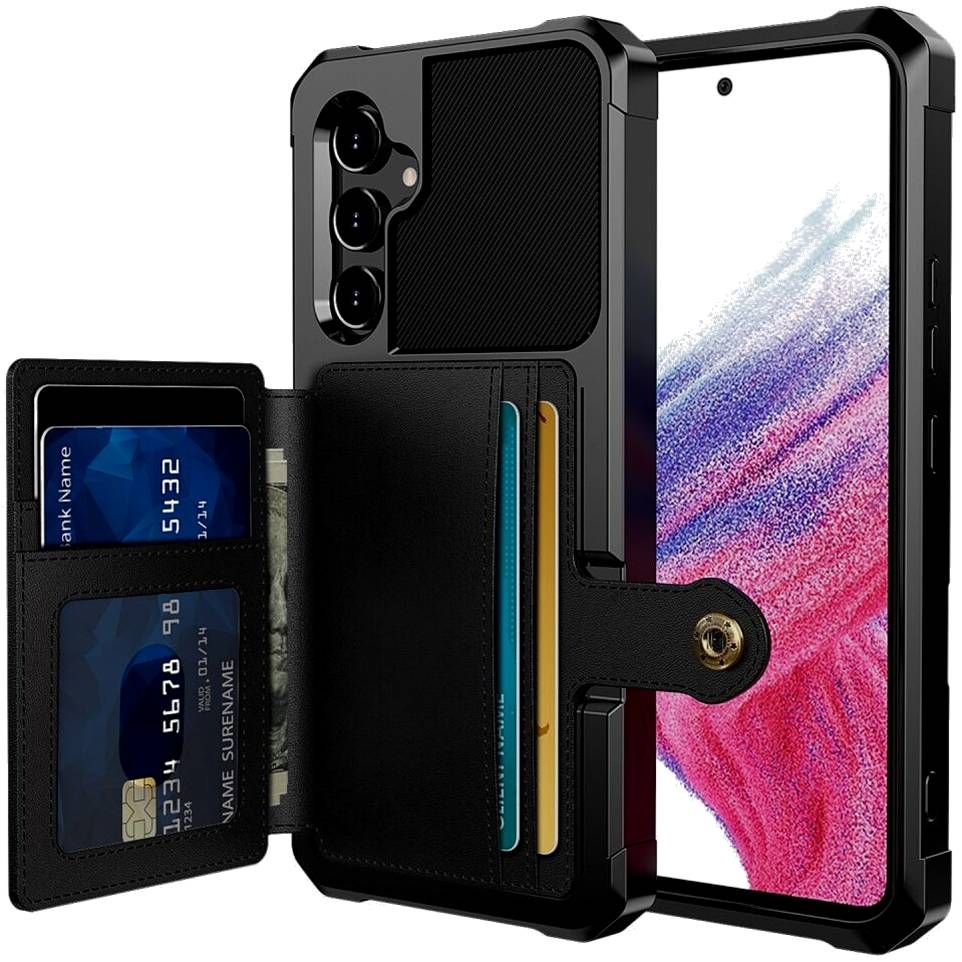 HappyCase 3 σε 1 - Θήκη Σιλικόνης με Ενσωματωμένο PU Πορτοφόλι - Samsung Galaxy A34 - Black