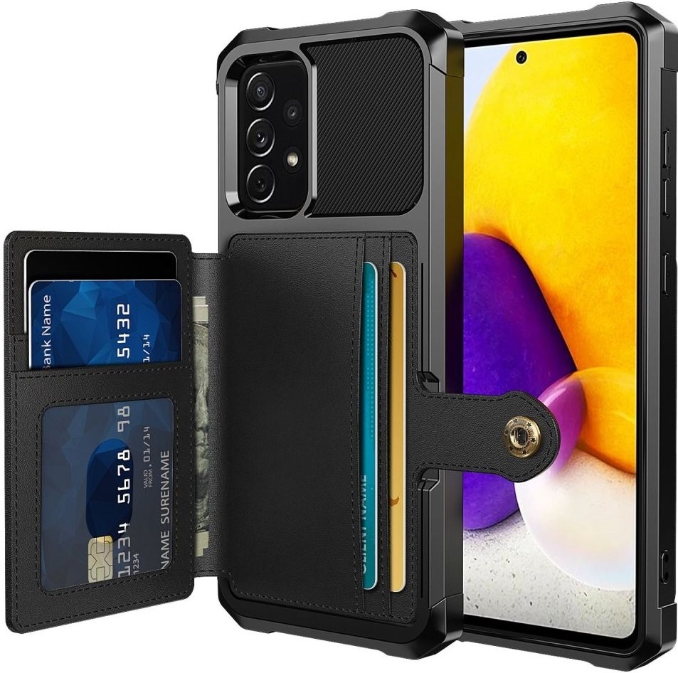 HappyCase 3 σε 1 - Θήκη Σιλικόνης με Ενσωματωμένο PU Πορτοφόλι - Samsung Galaxy A53 5G - Black