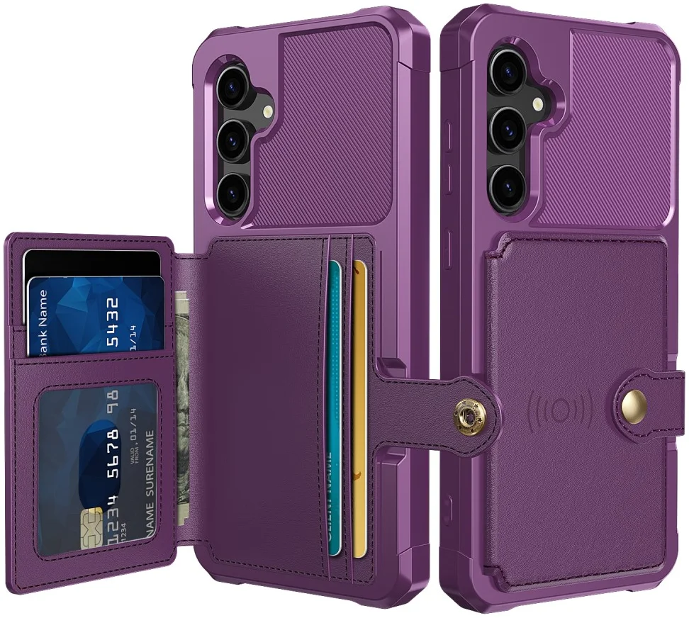 HappyCase 3 σε 1 - Θήκη Σιλικόνης με Ενσωματωμένο PU Πορτοφόλι - Samsung Galaxy S23 FE - Purple