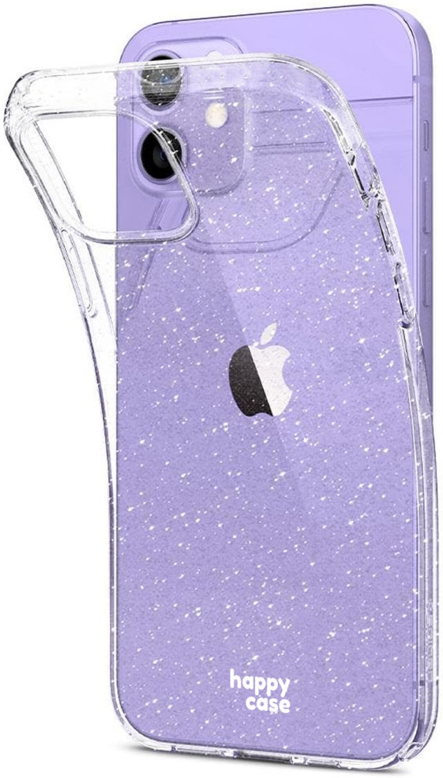 HappyCase Διάφανη Θήκη Σιλικόνης Apple iPhone 12 / 12 Pro - Glitter Print