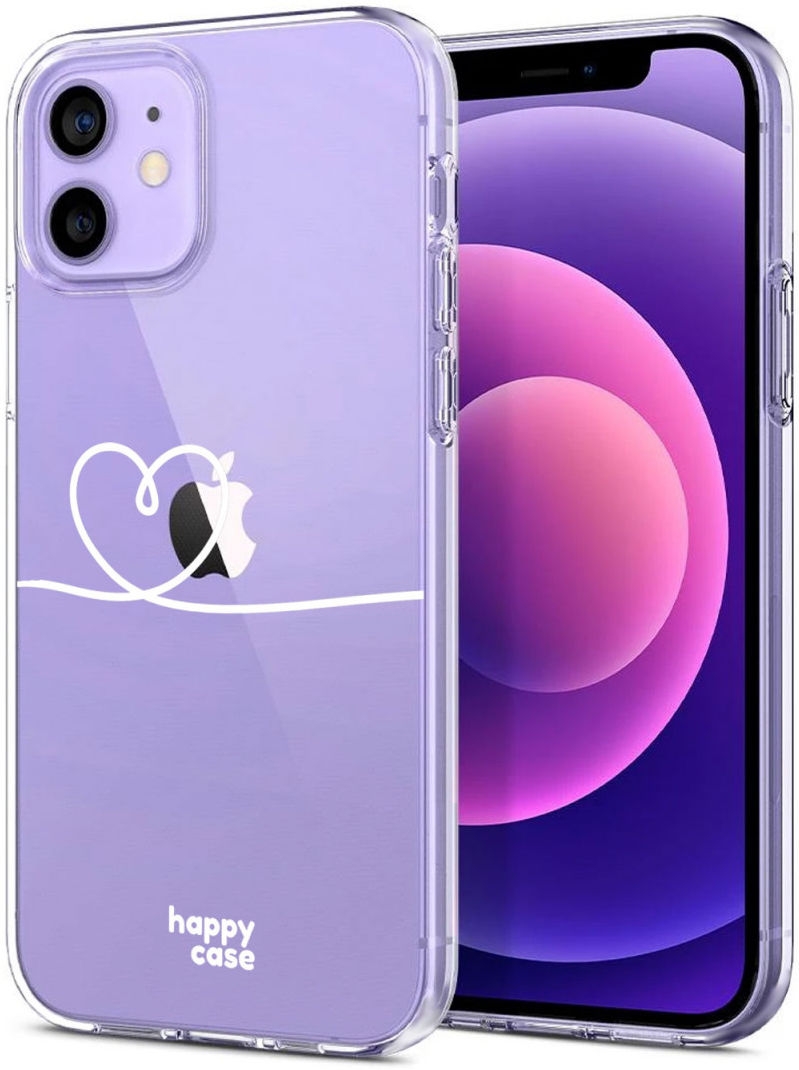 HappyCase Διάφανη Θήκη Σιλικόνης Apple iPhone 12 / 12 Pro - Heart Print
