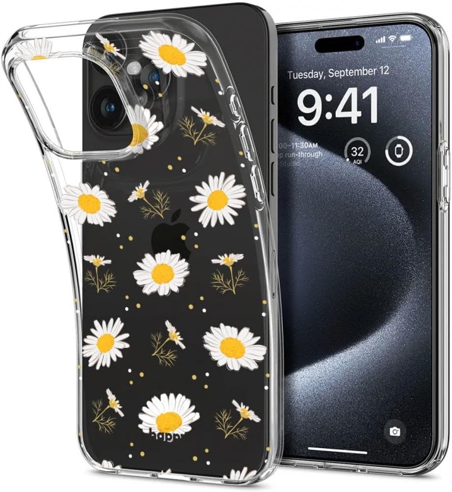 HappyCase Διάφανη Θήκη Σιλικόνης Apple iPhone 15 Pro - Floral Print