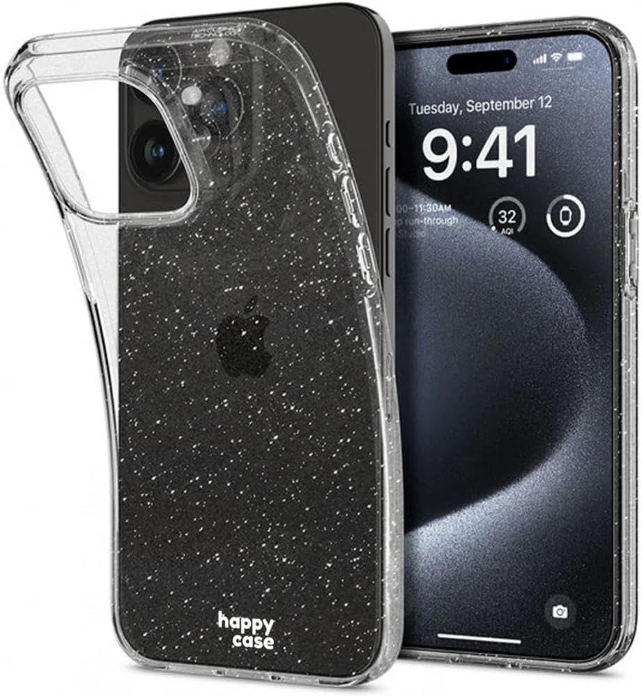 HappyCase Διάφανη Θήκη Σιλικόνης Apple iPhone 15 Pro - Glitter Print