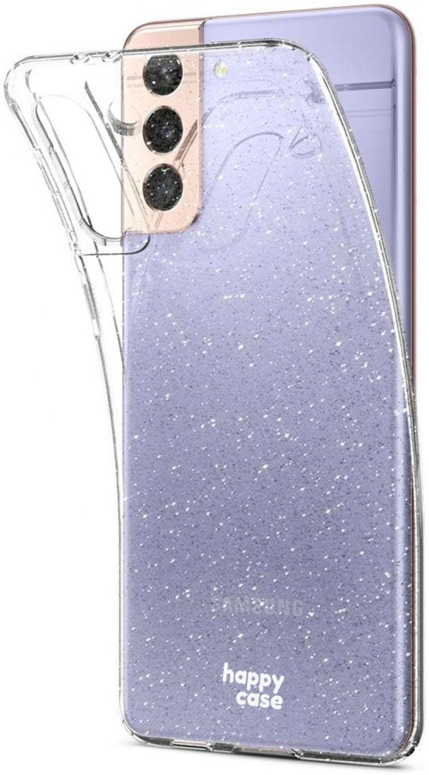 HappyCase Διάφανη Θήκη Σιλικόνης Samsung Galaxy S21 5G - Glitter Print