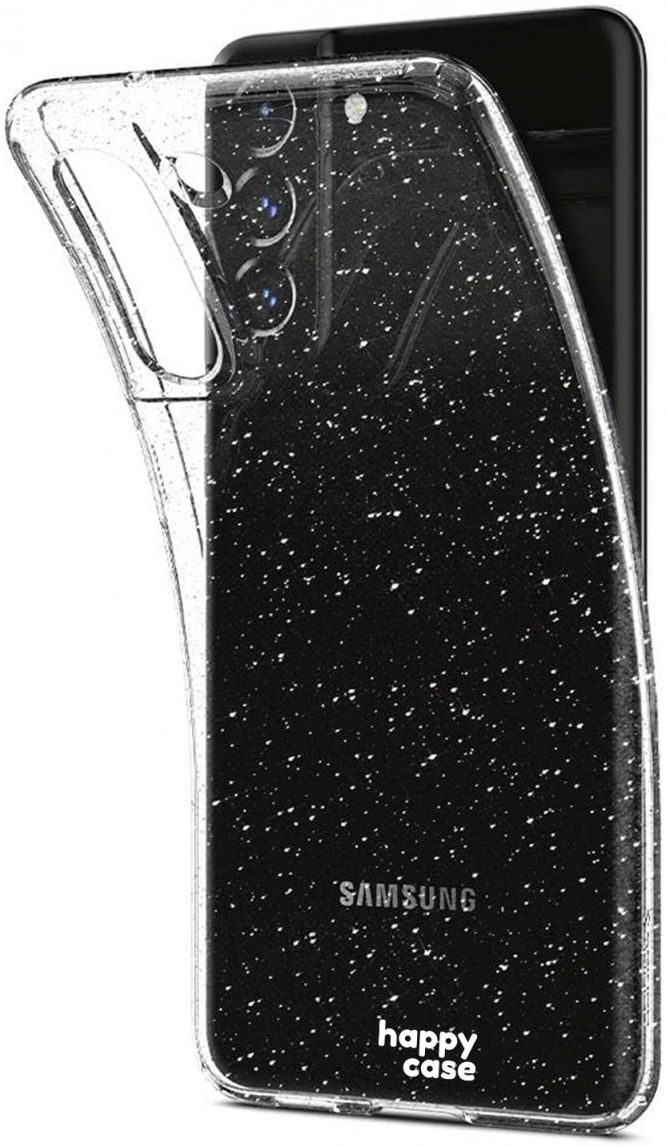 HappyCase Διάφανη Θήκη Σιλικόνης Samsung Galaxy S21 FE 5G - Glitter Print