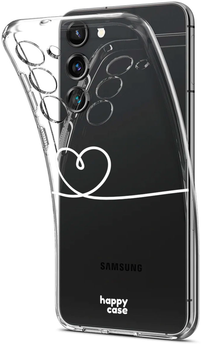 HappyCase Διάφανη Θήκη Σιλικόνης Samsung Galaxy S23 - Heart Print